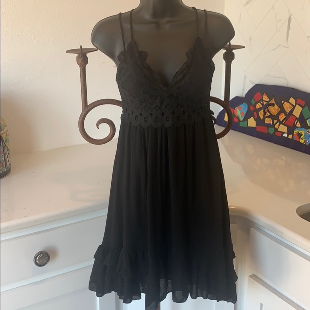 Trend shop black lace bodice slip dress